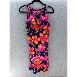 Trina by Trina Turk Women's M JuJu Halter Sleeveless Shift Dress Floral Beach